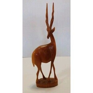 VTG Kenya Impala Antelope Carved Wood Wooden Gazelle Kudu Deer African Safari